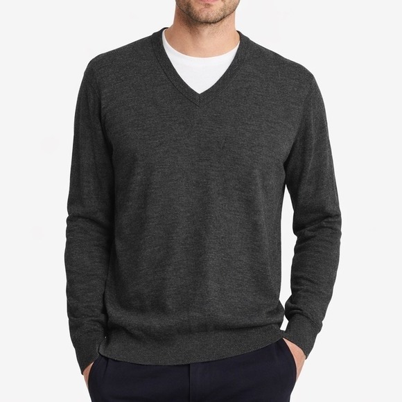 John Lewis Other - John Lewis Mens‎ 100% Merino Wool Sweater Size XL Charcoal V-Neck Office Classic